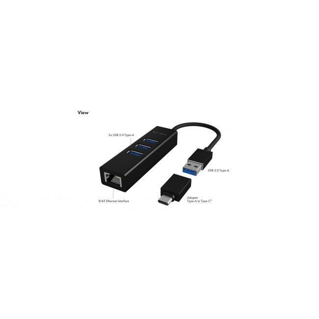 ICY BOX IB-HUB1419-LAN USB 3.2 Gen 1 (3.1 Gen 1) Type-A Black