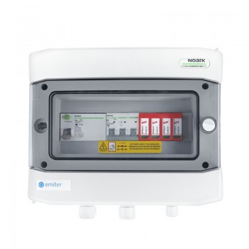 Switchgear attached AC hermetic IP65 EMITTER with AC Dehn type 2 surge arrester, 40A 3-F, RCD type A 63A/300mA