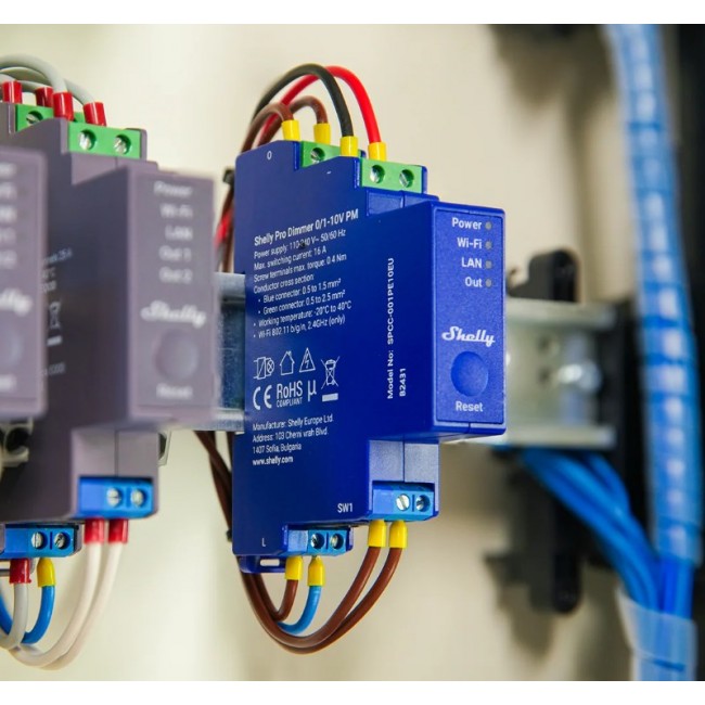 Shelly SHELLY_PRO_DIMMER_0/1-10V_PM dimmers Built-in Dimmer Blue