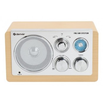 Denver TR-63LW radio Personal Analog Bamboo, Silver