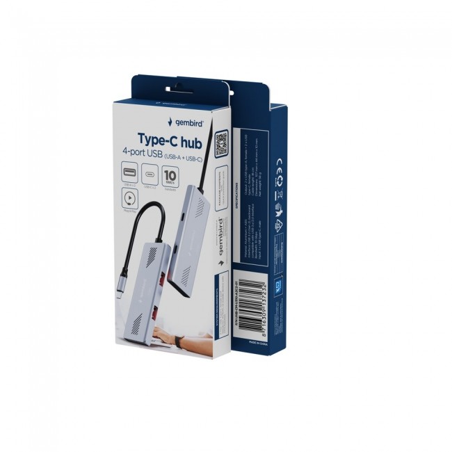 Gembird UHB-CM-U310-A2C2-01, 4-port A + C USB 3.2 (Gen 2) Type-C hub Gembird UHB-CM-U310-A2C2-01, 4-port A + C USB 3.2 (Gen 2) Type-C hub