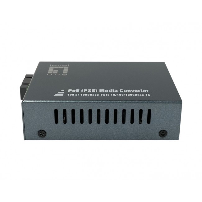 LevelOne RJ45 to SC Gigabit Media Converter, PoE PSE, Multi-Mode Fiber, 0.5km