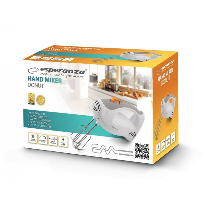 Esperanza EKM009 Hand mixer Gray, White 250 W Esperanza EKM009 Hand mixer Gray, White 250 W