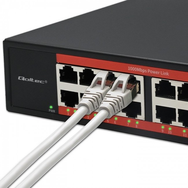 Qoltec Prze ącznik sieciowy SWITCH Gigabit Ethernet | 16x RJ45 | 2x SFP | 1000 Mb/s