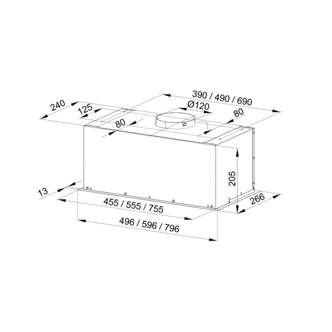 Cabinet-mounted ventilation hood MAAN Fiugi 2 60 310 m3/h, Satin