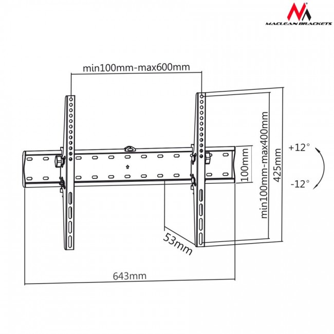 Adjustable Wall TV Bracket 37-85