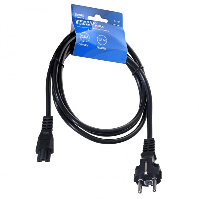 Savio CL-81 power cable Black 1.8 m Power plug type E IEC C5 Savio CL-81 power cable Black 1.8 m Power plug type E IEC C5