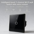 Qoltec 52711 Smart Touch 1-Gang Light Switch | Wi-Fi | Timer | Tuya | Smart Life | Tempered Glass | Black