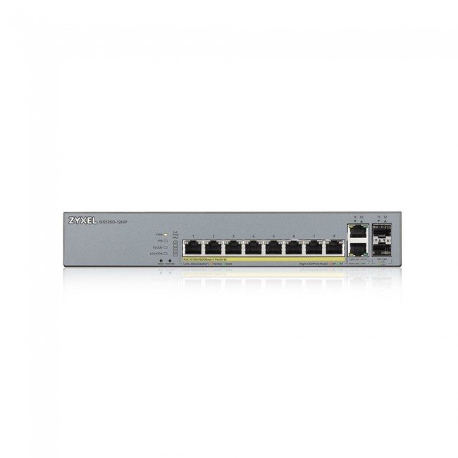 Zyxel GS1350-12HP-EU0101F network switch Managed L2 Gigabit Ethernet (10/100/1000) Power over Ethernet (PoE) Grey Zyxel GS1350-12HP-EU0101F network switch Managed L2 Gigabit Ethernet (10/100/1000) Power over Ethernet (PoE) Grey