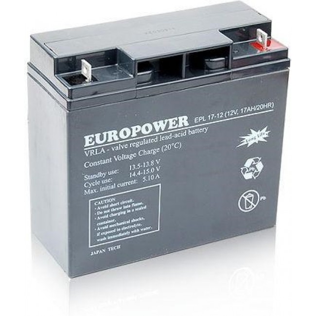 EUROPOWER EPL Series AGM Battery 12V 17Ah (15 Years Service Life) EUROPOWER EPL Series AGM Battery 12V 17Ah (15 Years Service Life)