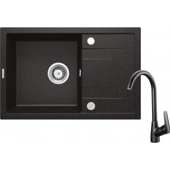 Granite sink with 1-bowl faucet with drainer