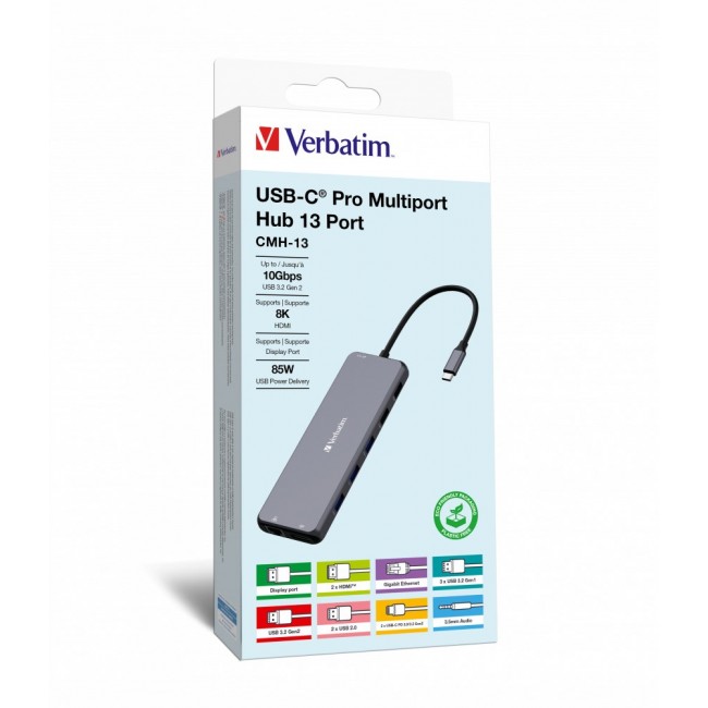 Verbatim CMH-13 USB Type-C 10000 Mbit/s Silver Verbatim CMH-13 USB Type-C 10000 Mbit/s Silver