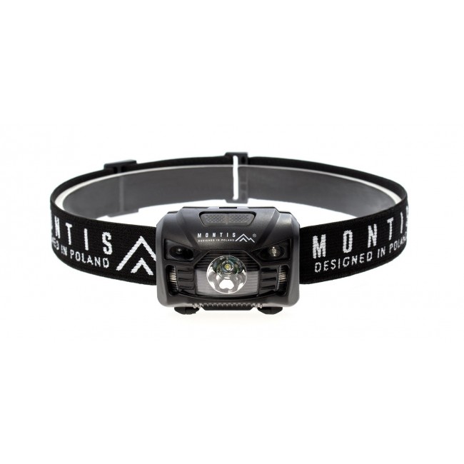 Montis Akumulatorowa latarka nag owna z sensorem MT001 Black Headband flashlight LED