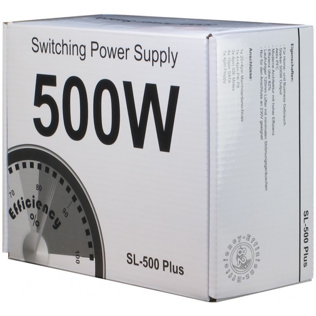 Inter-Tech SL-500 Plus power supply unit 500 W 20+4 pin ATX ATX Silver