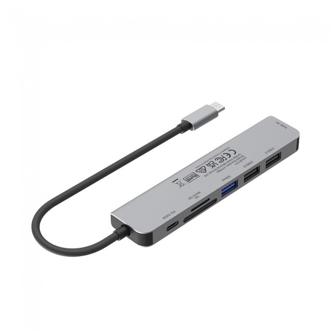 UNITEK uHUB S7+ Wired USB 3.2 Gen 1 (3.1 Gen 1) Type-C Grey