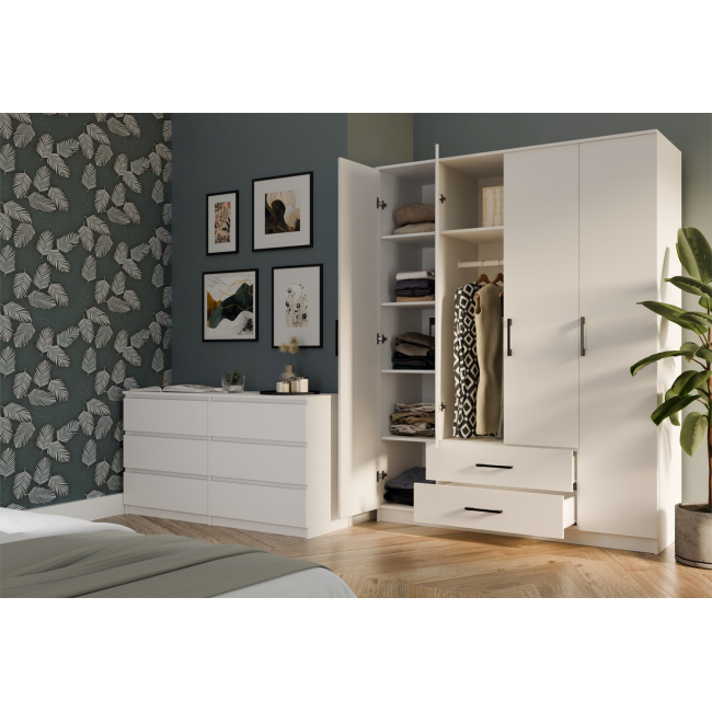 Topeshop ROMANA 160 BIEL KPLB bedroom wardrobe/closet 11 shelves 4 door(s) White Topeshop ROMANA 160 BIEL KPLB bedroom wardrobe/closet 11 shelves 4 door(s) White