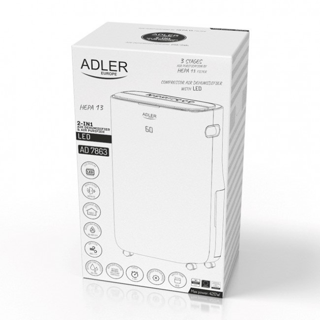 Adler AD 7863 Air dehumidifier and purifier 2 in 1 LED (compressor) Adler AD 7863 Air dehumidifier and purifier 2 in 1 LED (compressor)