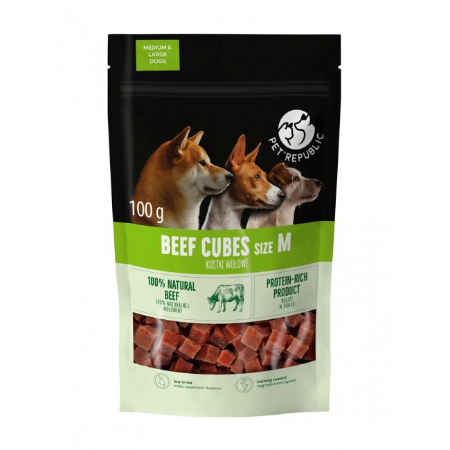 PETREPUBLIC Beef cubes M - dog treat - 100g PETREPUBLIC Beef cubes M - dog treat - 100g