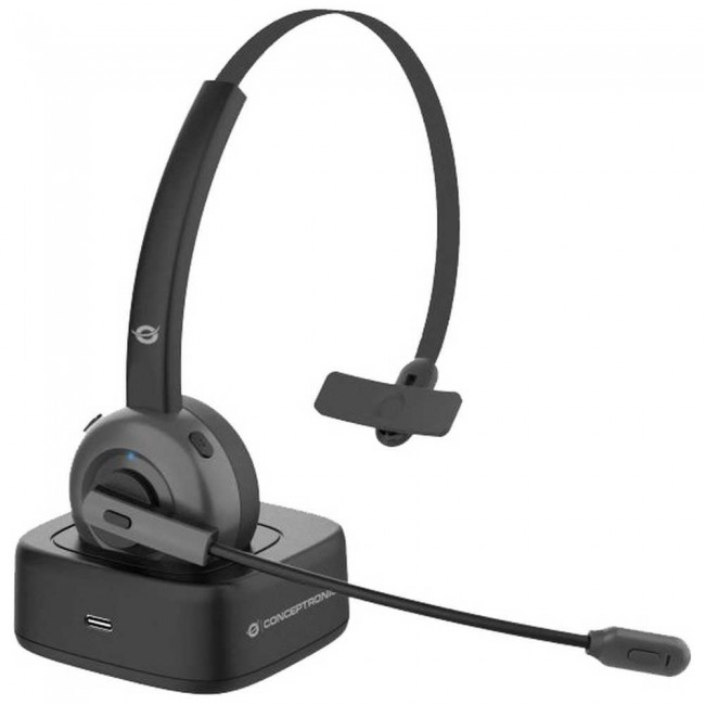 Conceptronic POLONA Wireless Bluetooth Headset with Charging Dock & Bluetooth USB Audio Adapter