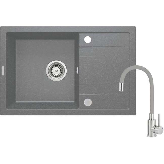 Granite sink with 1-bowl faucet with drainer