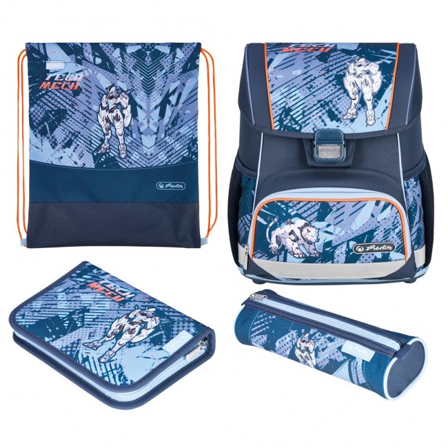 Herlitz Loop Plus TechMech school bag set Boy Polyester Blue, Orange