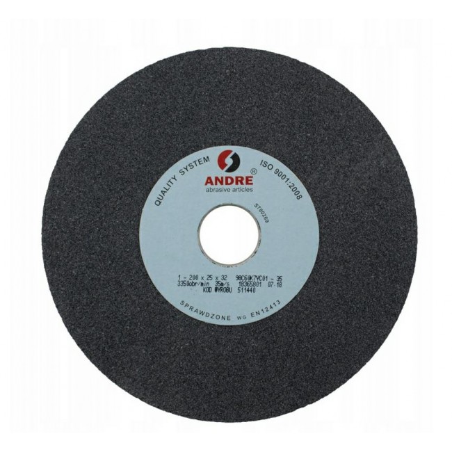 ANDRE FLAT GRINDING WHEEL 200mm x 20mm x 32mm 98C60K7VC01-35 BLACK ANDRE FLAT GRINDING WHEEL 200mm x 20mm x 32mm 98C60K7VC01-35 BLACK