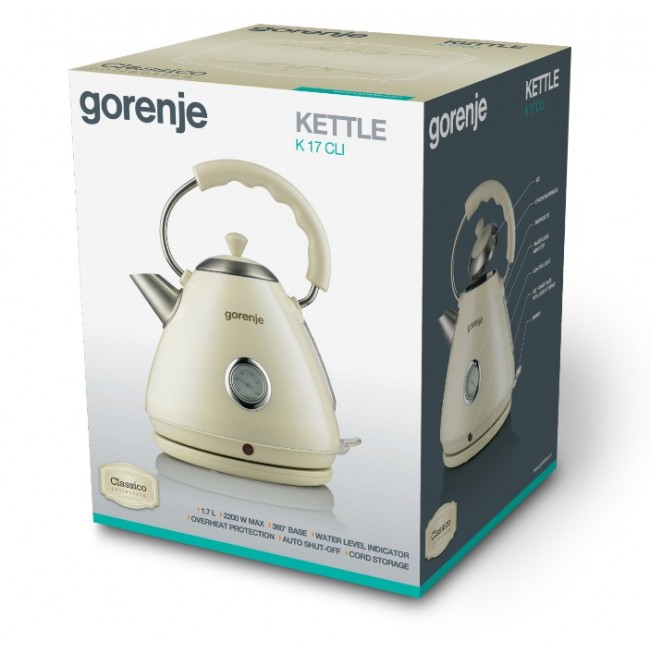 Gorenje K17CLI electric kettle 1.7 L 2200 W Beige Gorenje K17CLI electric kettle 1.7 L 2200 W Beige