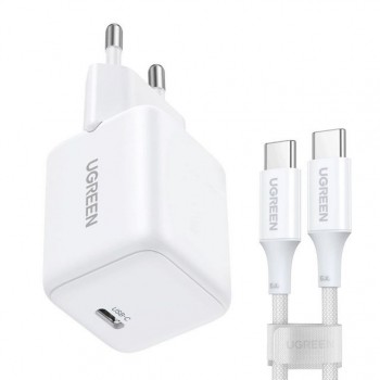 UGREEN X513 30W GAN 1X USB-C Mains Charger + 1M USB-C Cable - White
