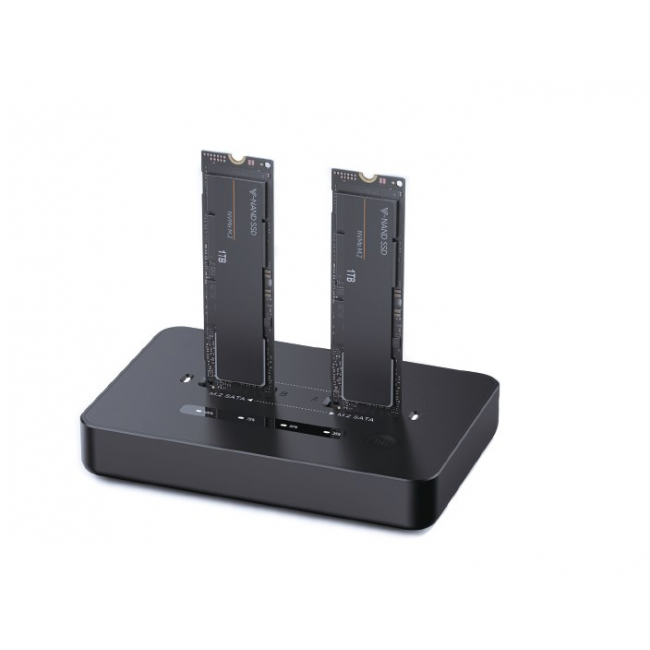 Gembird DD2-U3M2 Desktop dual drive USB Type-C M.2 NVME (and SATA) SSD docking station, black Gembird DD2-U3M2 Desktop dual drive USB Type-C M.2 NVME (and SATA) SSD docking station, black