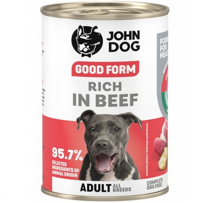 JOHN DOG Good form Rich in beef - wet dog food - 400g JOHN DOG Good form Rich in beef - wet dog food - 400g