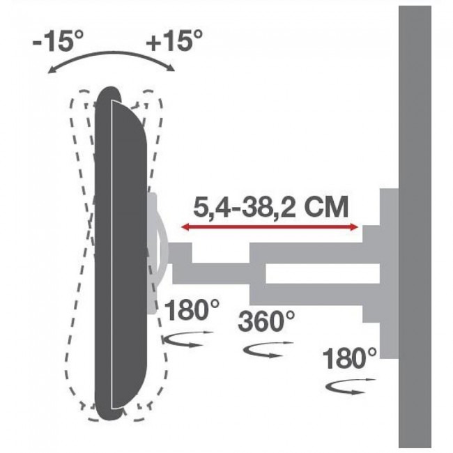 Techly Wall Support for LCD LED 19-37'' Tilting 2 Joints Black ICA-LCD 2923B