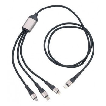 TROIKA DREIZACK PRO USB cable 1.2 m USB C USB C/Micro USB-A/Lightning 100 W Black, Grey