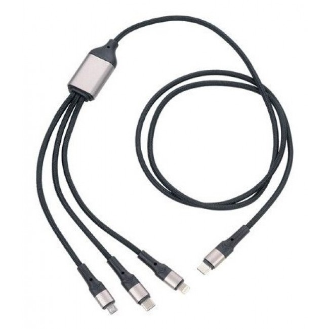 TROIKA DREIZACK PRO USB cable 1.2 m USB C USB C/Micro USB-A/Lightning 100 W Black, Grey