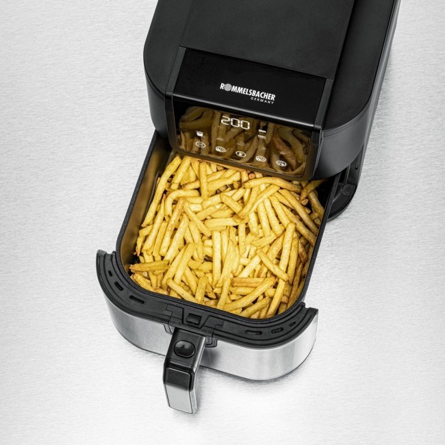 Rommelsbacher FRH 1500 fryer Single 5 L Stand-alone 1500 W Hot air fryer Black, Stainless steel