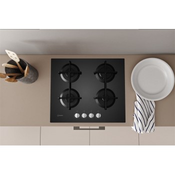 Indesit ING 61T/BK Black Built-in 59 cm Gas 4 zone(s)