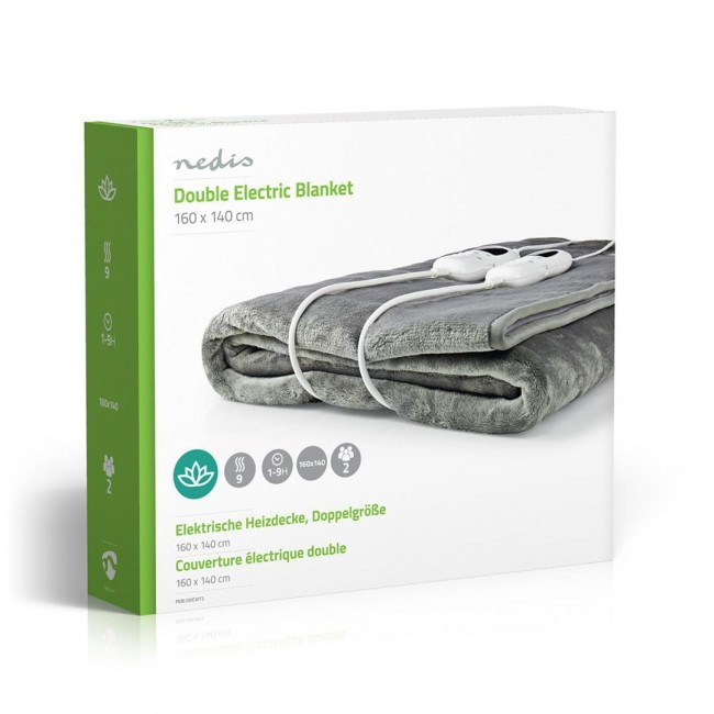 Nedis PEBL130CWT2 electric blanket 120 W Grey, White Fleece, Polyester Nedis PEBL130CWT2 electric blanket 120 W Grey, White Fleece, Polyester