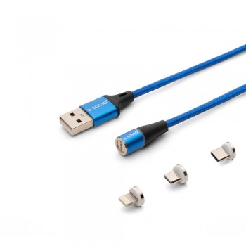 Savio CL-157 USB cable 2 m USB 2.0 USB C Micro USB A/Lightning Blue