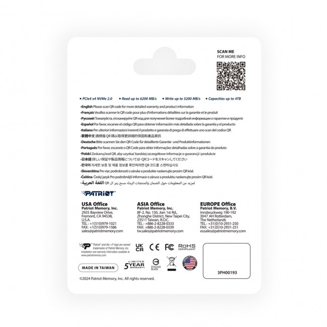 SSD Patriot P400 V4 M.2 PCI-Ex4 NVMe 1000GB 6GB/s (P400VP1TBM28H) SSD Patriot P400 V4 M.2 PCI-Ex4 NVMe 1000GB 6GB/s (P400VP1TBM28H)
