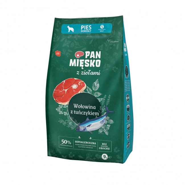 PAN MĘSKO with Herbs Beef with tuna S - dry dog food - 9kg PAN MĘSKO with Herbs Beef with tuna S - dry dog food - 9kg