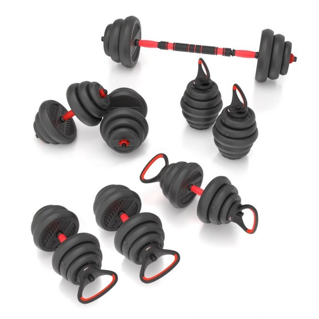 6IN1 HMS SGN120 WEIGHT SET (BARBELL, DUMBBELL AND KETTLEBELL) 20KG