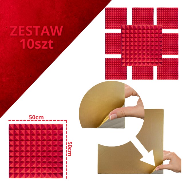 DNA AM2 RD acoustic panel set of 10 pcs. red DNA AM2 RD acoustic panel set of 10 pcs. red