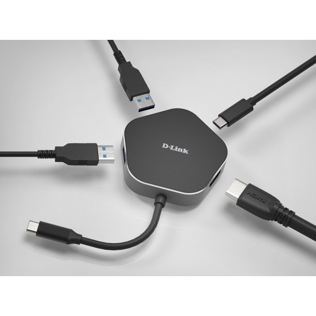 D-Link DUB-M420 laptop dock/port replicator Wired Thunderbolt 3 Aluminium, Black