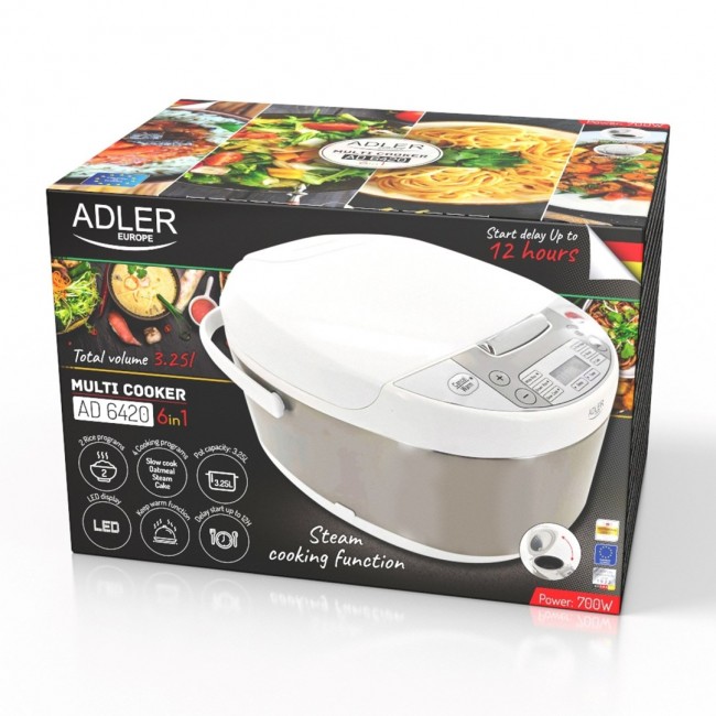 Adler AD 6420 Multi-cooker 6 in 1 3.25 L silver, white