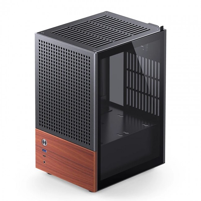 Jonsbo T6 PC Case, Mini-Tower, Mini-ITX, Tempered Glass, Wood, black
