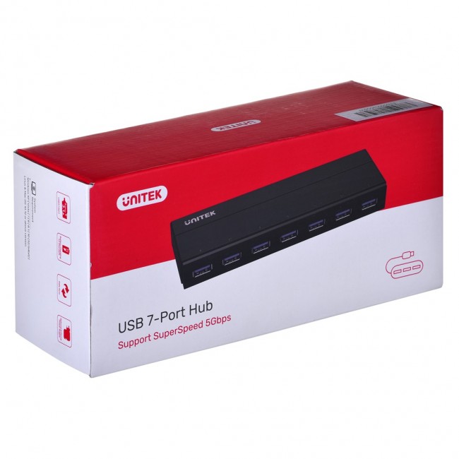 UNITEK HUB USB-A + DC Y-3184 7x USB 3.2 Gen 1 (3.1 Gen 1) Type-A UNITEK HUB USB-A + DC Y-3184 7x USB 3.2 Gen 1 (3.1 Gen 1) Type-A