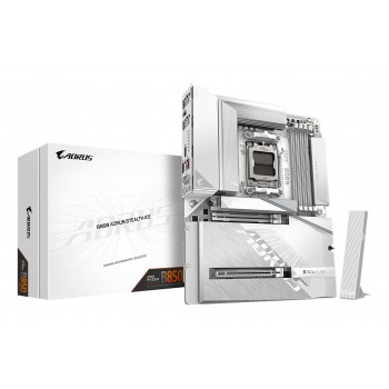 GIGABYTE B850 AORUS STEALTH ICE Motherboard - AMD Ryzen 9000 Series CPUs, 14+2+2 Phases Digital VRM, up to 8200MHz DDR5 (OC), 2xPCIe 5.0 + 2xPCIe 4.0 M.2, WIFI 7, 5 GbE LAN, USB 3.2 Gen 2