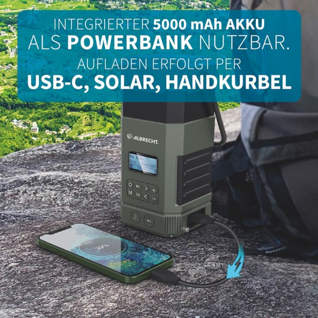 Albrecht DR 114 DAB Battery powered camping lantern USB port