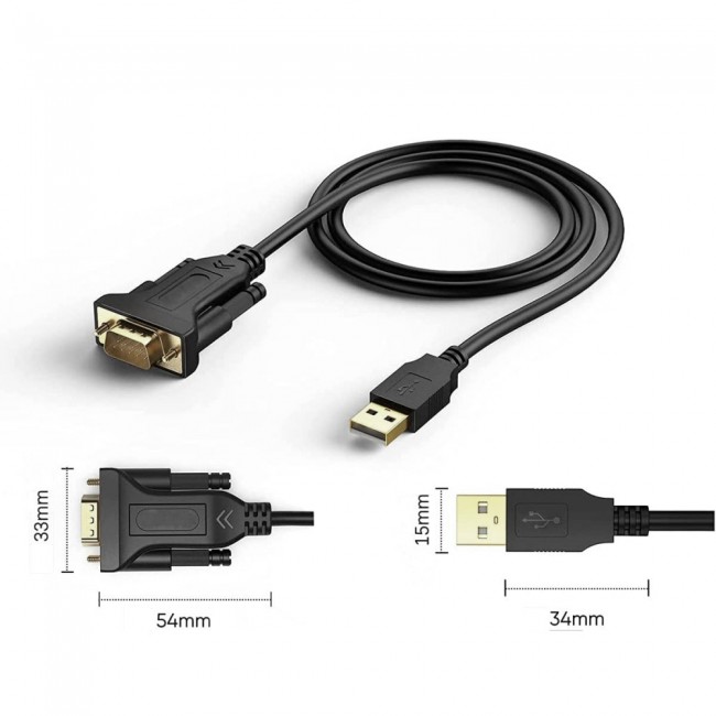 Techly Adapter Converter from USB2.0 to Serial Black Techly Adapter Converter from USB2.0 to Serial Black