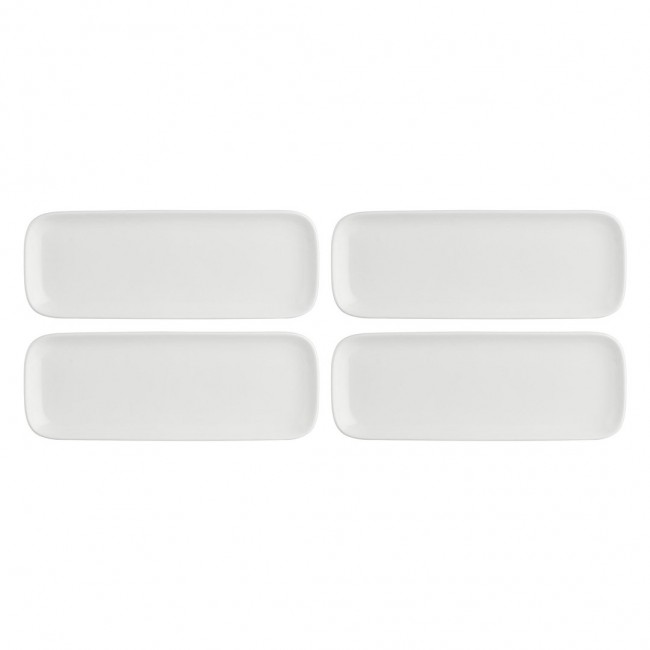 Set of 4 Essenziale New Age Rectangular Trays - White, 30 x 11 cm Set of 4 Essenziale New Age Rectangular Trays - White, 30 x 11 cm