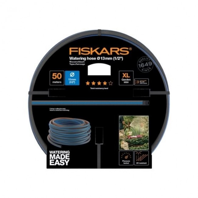 Fiskars 1027106 garden hose 50 m Above ground Blue, Grey